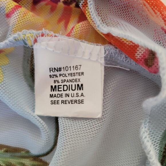 Vintage Y2k Cha Cha Vente Mesh Sheer Cold Shoulder top SM fairy whimsy Feminine - Picture 10 of 11